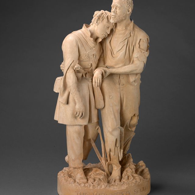 A sculpture of two men